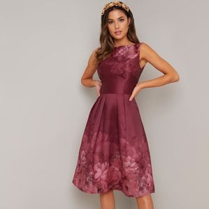 NWT Chi Chi London Burgundy Floral Dress NWT